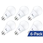Kunix 6 – Pack of A19 LED Light Bulb ComfortVIEW, 9W (60W Eq.), Crystal White Glow (5000K), Lumens, Medium Screw Base (E26), Wide Flood Light Bulb, 120° Beam Angle, UL and ENERGY STAR Listed 800